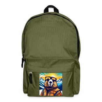 Marmotte cool dans les Alpes avec des lunettes de soleil - Sac à dos - vert olive - Devant