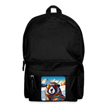 Cooles Murmeltier in den Alpen mit Sonnenbrille - Rucksack - Schwarz - Vorne