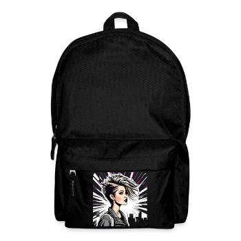 Cooles Punker Gothik Girl mit pink - Rucksack - Schwarz - Vorne