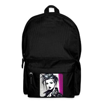Cooles Punker Gothik Girl mit pink - Rucksack - Schwarz - Vorne