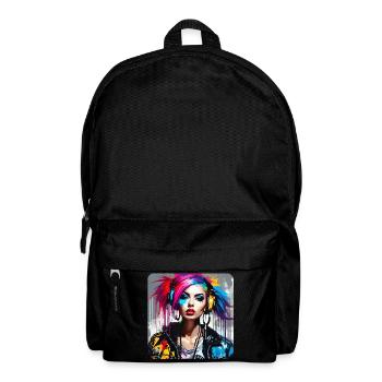 Fille punk cool aux cheveux colorés - Sac à dos - noir - Devant