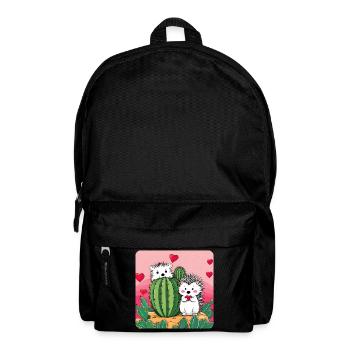 Igel Paar mit Kaktus - Rucksack - Schwarz - Vorne