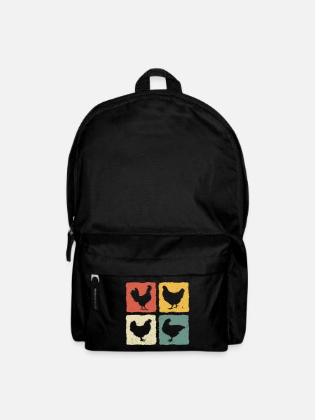 Retro-Hühner - Rucksack - Schwarz