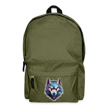 Wolf - Illustration - Rucksack - Olivgrün - Vorne