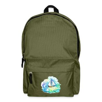 Sailboat - illustration - Backpack - olive green - Front