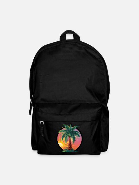 Tropische Palme bei Sonnenuntergang – Urlaubsmotiv - Rucksack - Schwarz