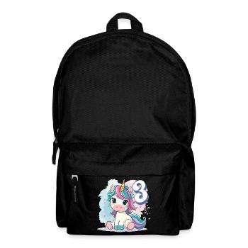3ème anniversaire Licorne Arc-en-ciel Mignon Mignon - Sac à dos - noir - Devant