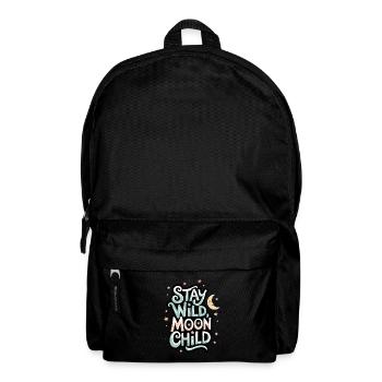 « Reste sauvage, enfant de la lune - Lune et étoiles » - Sac à dos - noir - Devant