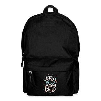 « Reste sauvage, enfant de la lune - Lune et étoiles » - Sac à dos - noir - Devant