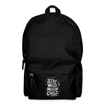 « Reste sauvage, enfant de la lune - Lune et étoiles » - Sac à dos - noir - Devant