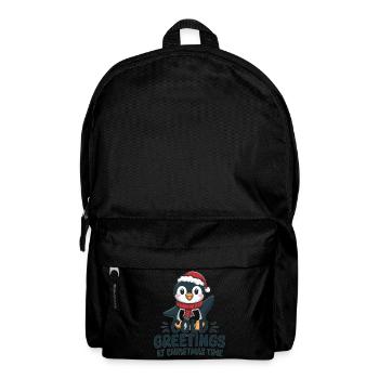 Kühle Grüße zur Weihnachtszeit – Pinguin - Rucksack - Schwarz - Vorne