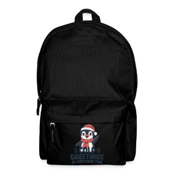 Kühle Grüße zur Weihnachtszeit – Pinguin - Rucksack - Schwarz - Vorne