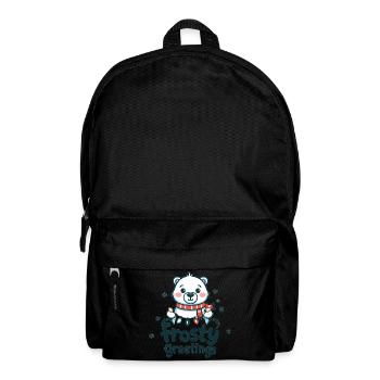 Frosty greetings – Polar bear with fairy lights - Backpack - black - Front