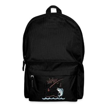 Hooked on Fishing – Funny Fishing Motif - Backpack - black - Front