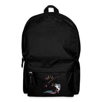 Hooked on Fishing – Funny Fishing Motif - Backpack - black - Front