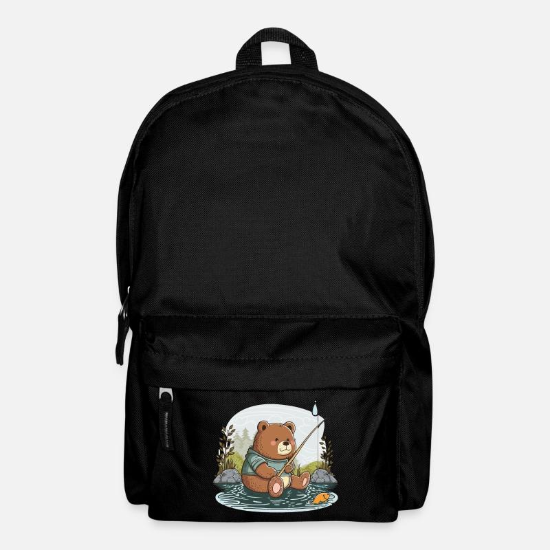 Fischender Bär - Rucksack - Schwarz