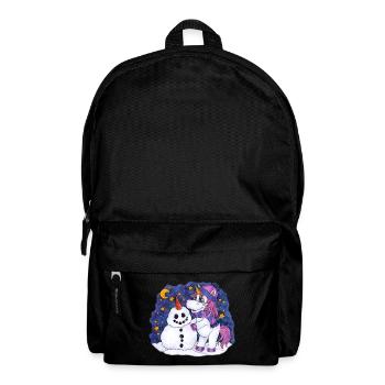 Niedliches Einhorn mit Schneemann Weihnachten - Rucksack - Schwarz - Vorne