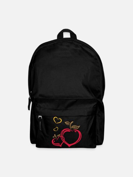 Zwei Äpfel in Herzform, Herbst, Früchte, Liebe - Rucksack - Schwarz