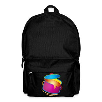 knallig bunter Kochtopf mit Deckel - Rucksack - Schwarz - Vorne