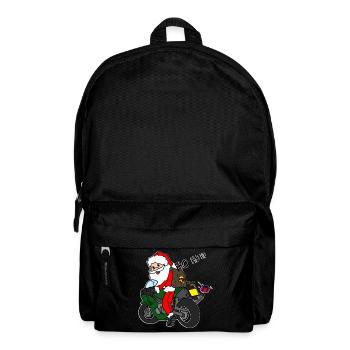 Père Noël de Noël à moto avec des cadeaux - Sac à dos - noir - Devant