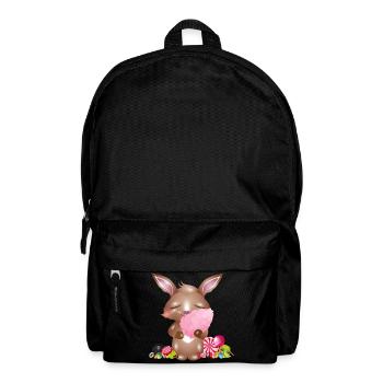niedlicher Hase mit Zuckerwatte & Süßigkeiten - Rucksack - Schwarz - Vorne