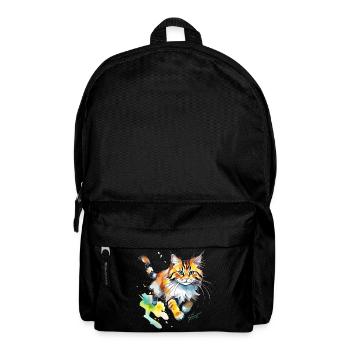 Wasserfarben Katze im Spritz-Look - Rucksack - Schwarz - Vorne