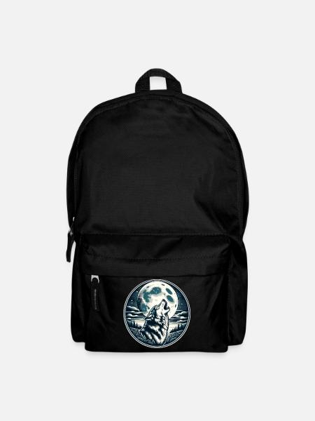 Lupine wiehert zum Vollmond - Rucksack - Schwarz