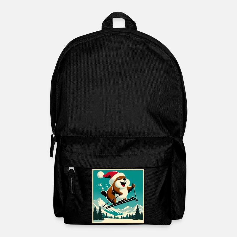 Marmotte Ski Affiche Vintage - Sac à dos - noir
