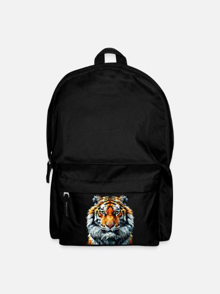 Geometric Lion Head Art Print - Backpack - black