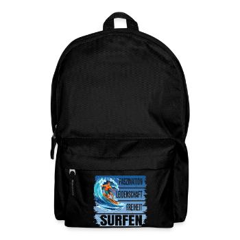 Faszination - Leidenschaft - Freiheit - Surfen - Rucksack - Schwarz - Vorne