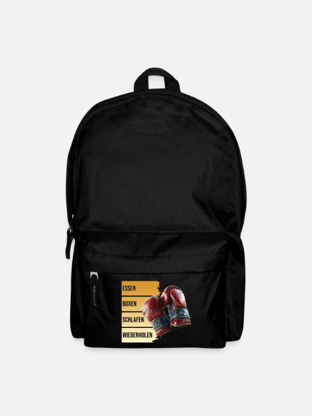 Essen - Boxen - Schlafen - Wiederholen - Rucksack - Schwarz