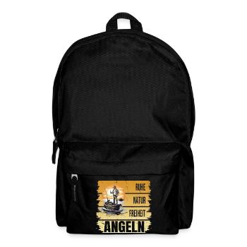 Ruhe - Natur - Freiheit - Angeln - Rucksack - Schwarz - Vorne