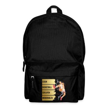 Essen - Basketball - Schlafen - Wiederholen - Rucksack - Schwarz - Vorne
