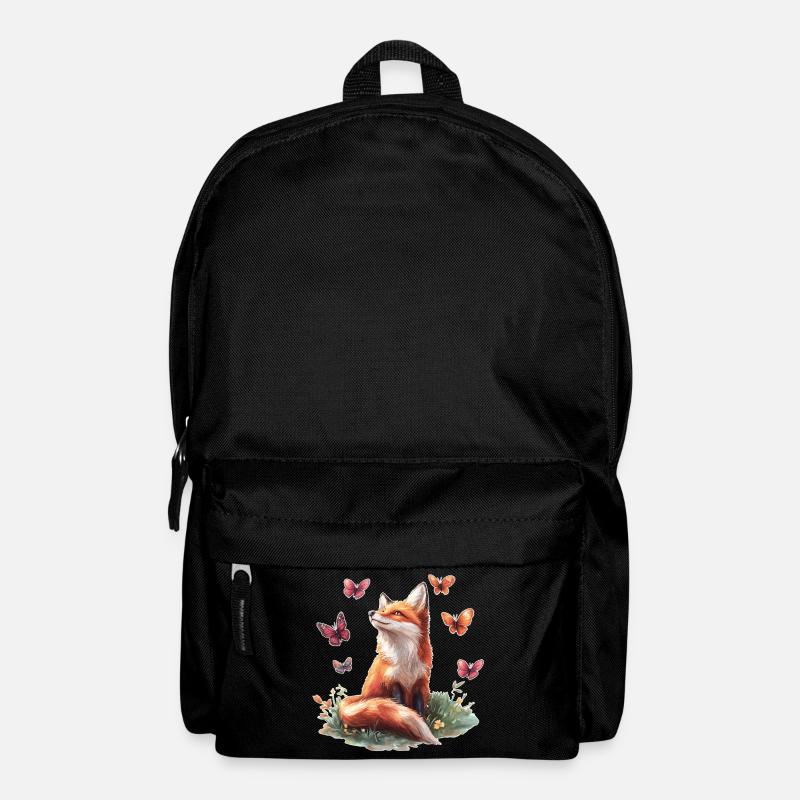 Fuchs mit Schmetterlingen - Rucksack - Schwarz
