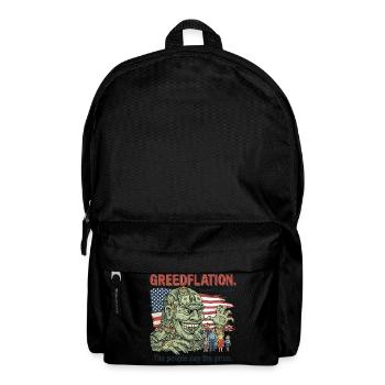 Greedy Greedflation Cartoon Design - Backpack - black - Front