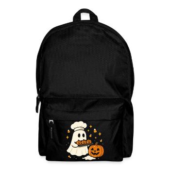 Halloween ghost with chef's hat and pumpkin - Backpack - black - Front