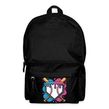 Baseball Home Plate Pink Blue Crossed Batters - Backpack - black - Front