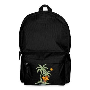 Bear with surfboard on bicycle under palm trees - Backpack - black - Front