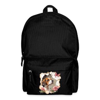 Beagle mit Schmetterling - Rucksack - Schwarz - Vorne
