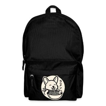 Happy Corgi Dog Eating Ramen Noodles - Backpack - black - Front