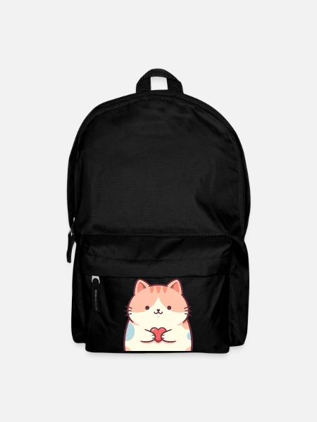 Kuschelkätzchen Herz Cartoon Katze - Rucksack - Schwarz