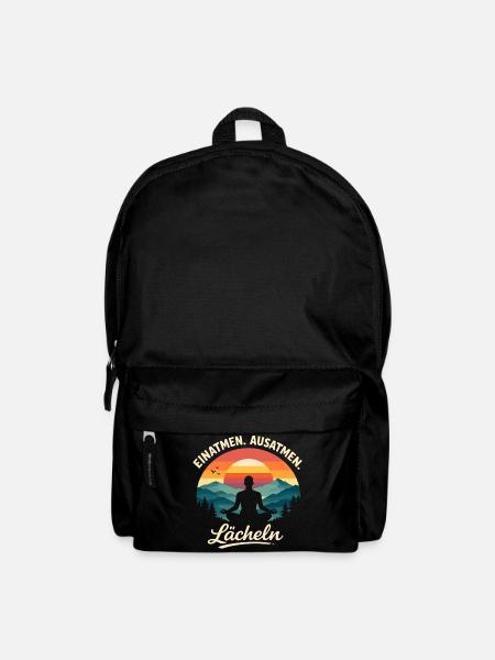 Einatmen Ausatmen Lächeln Yoga Spruch Geschenk - Rucksack - Schwarz