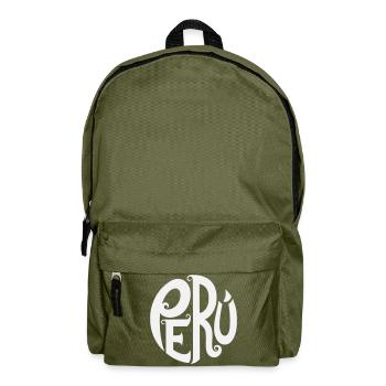 Peru - Verschnörkelte Typografie  - Rucksack - Olivgrün - Vorne