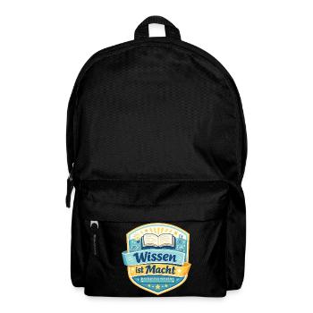 Wissen ist Macht Badge - Rucksack - Schwarz - Vorne