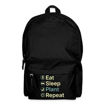 Essen, schlafen, Pflanzen wiederholen, lustiges Pflanzenliebhaber-Geschenk - Rucksack - Schwarz - Vorne