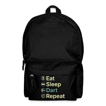 Essen, Schlaf Darte Wiederholen Lustiges Dart-Spielergeschenk - Rucksack - Schwarz - Vorne