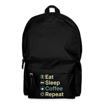 Essen Schlaf Kaffee Wiederholen Lustiges Kaffee-Liebhaber-Geschenk - Rucksack - Schwarz - Vorne