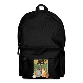 Retro Curious Reading Cats Graphic Book Lover Cat - Backpack - black - Front