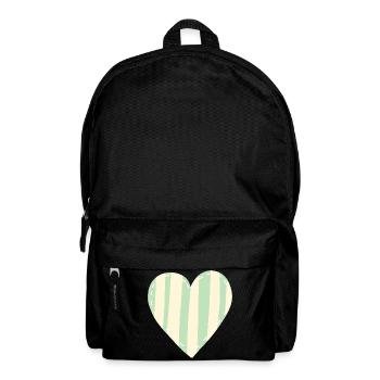 Pastellgestreiftes Herz grün herzchen - Rucksack - Schwarz - Vorne