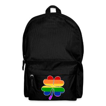 Regenbogen Flagge Vierblättriges Kleeblatt - Rucksack - Schwarz - Vorne